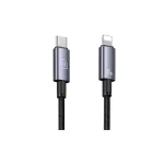 USAMS USB-C–Lightning kábel 30W 1,2 m gyors töltés acél/patinázott SJ662USB01 (US-SJ662)