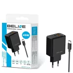 Beline 45W USB-A/USB-C fali töltő + USB-C kábel BLN2CB45C fekete