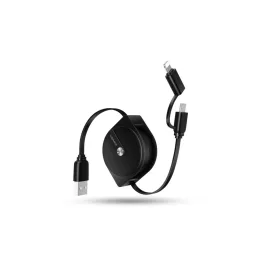   USAMS Behúzható U1 2 az 1-ben kábel 1m (lightning/microUSB) SJ192USB01 (US-SJ192) fekete