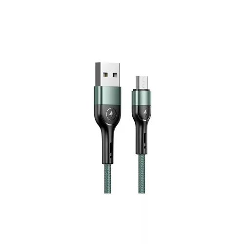 USAMS Fonott kábel U55, 2A, micro USB, 1 db, U55 készülékhez, 1m, SJ450USBSG02 (US-SJ450), zöld