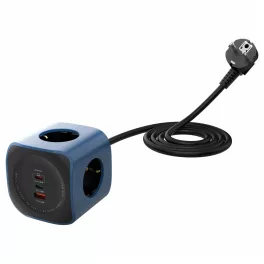 Cellline Dugólapkocka 6in1 2500W USB/2xUSB-C 65W kék