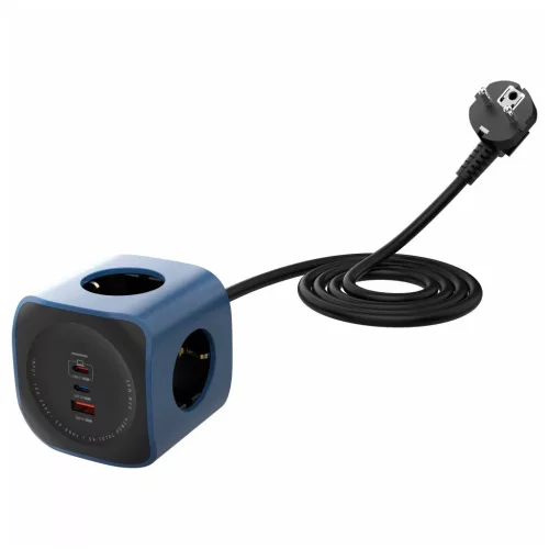 Cellline Dugólapkocka 6in1 2500W USB/2xUSB-C 65W kék