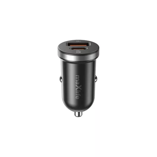 Maxlife MXCC-05 PD QC 35W autós töltő 1× USB-C, 1× USB, fekete