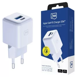   Fali töltő 3MK Hyper GaN Charger 20W 1xUSB-A 1xUSB-C PD QC4+ fehér