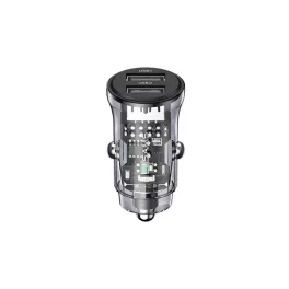   USAMS C31 autós töltő 2xUSB-A aljzat (5V/3A, PD gyorstöltő) fekete (CC162CC01)