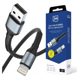   3MK Hyper Cable N-SERIES USB-A to Lightning kábel 1m 5V/2.4A 12W fekete