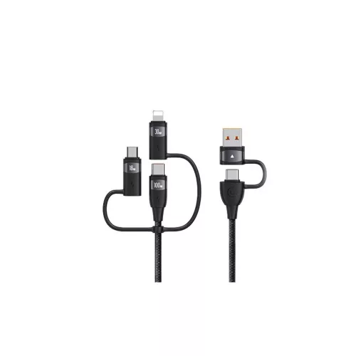 USAMS kábel U85 2xUSB-C/USB/Micro-USB/Lightning 6in1 1.2m 100W PD Fast Charge fekete SJ645USB01
