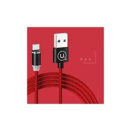   USAMS U-Sure Mágneses microUSB kábel 1m 2.1A szőttes SJ294USB02 (US-SJ294) piros