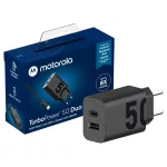 Motorola TurboPower 50W Dual USB-C/USB-A fali töltő, USB-C 1m kábel, fekete