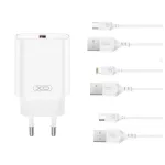 XO CE33 QC 18W 1x USB fali töltő + Lightning-kábel fehér