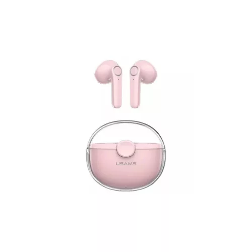 Usams BU04 bluetooth fülhallgató SZTEREO (v5.1, TWS, mikrofon, zajszűrő + töltőtok) RÓZSASZÍN (BHUBU04)