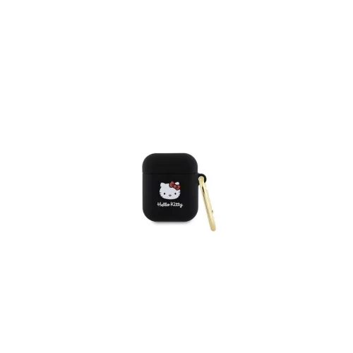 Hello Kitty Liquid Silicone 3D Kitty Head Logo AirPods 1/2 tok, fekete (HKA23DKHSK)