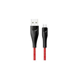   USAMS szőttes kábel U41 microUSB 3m 2A SJ399USB02 (US-SJ399) Fast Charge vörös
