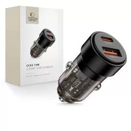 TECH-PROTECT CC03 2-PORT Autós Töltő PD 75W fekete