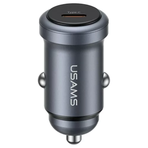USAMS CC321 autós töltő – alumínium, 30W PD, USB-C tarnish