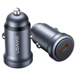 USAMS CC321 autós töltő – alumínium, 30W PD, USB-C tarnish