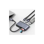 USAMS Adapter elosztó 5in1 USB 2.0/USB 3.0/USB-C/TF/SD SJ628HUB01 (US-SJ628) szürke/sötétszürke
