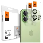 SPIGEN Optik Pro Glas.TR "EZ FIT" kameravédő 2-PACK iPhone 16 / 16 Plus / 17 készülékhez zöld