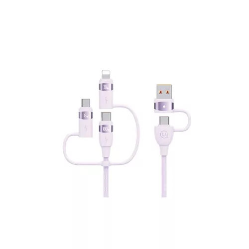 USAMS kábel U85 2xUSB-C/USB/Micro-USB/Lightning 6in1 1.2m 100W PD Fast Charge lila SJ645U