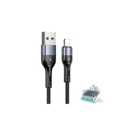   USAMS U55 fonott Lightning-kábel, 2A, 1 m, fekete, SJ448ZJ01 (US-SJ448) SJ448USBS