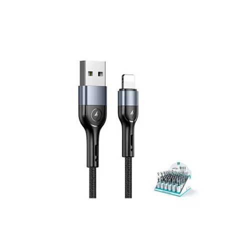 USAMS U55 fonott Lightning-kábel, 2A, 1 m, fekete, SJ448ZJ01 (US-SJ448) SJ448USBS