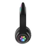 Gyerek Bluetooth fejhallgató macskafülekkel és LED világítással, fekete  
