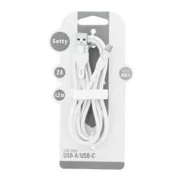 Setty USB USB-C kábel 1,2 m 2A KSA-C-1.220 fehér