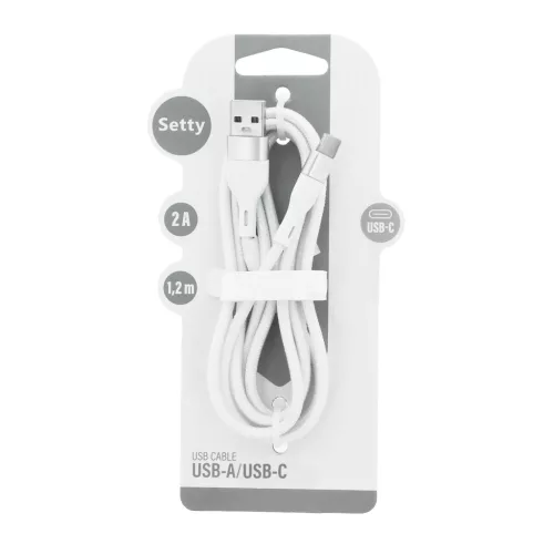 Setty USB USB-C kábel 1,2 m 2A KSA-C-1.220 fehér