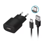 Forever TC-01 1 portos USB 2A töltő + USB-C kábel fekete