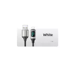 USAMS fonott kábel U78 Lightning 1.2m LED 2.4A gyors töltés ezüst fekete SJ543USB02 (US-SJ543)