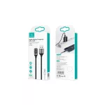USAMS fonott kábel U78 Lightning 1.2m LED 2.4A gyors töltés ezüst fekete SJ543USB02 (US-SJ543)