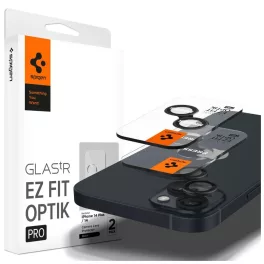   SPIGEN OPTIK.TR “EZ FIT” kameravédő 2 db – iPhone 14 / 14 Plus / 15 / 15 Plus készülékhez – fekete