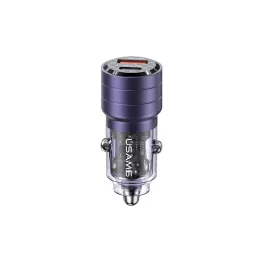   USAMS autós töltő C36 USB+USB-C 95W Fast Charge lila CC176CC02 (US-CC176)
