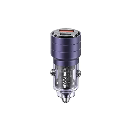 USAMS autós töltő C36 USB+USB-C 95W Fast Charge lila CC176CC02 (US-CC176)