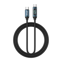   BWOO USB-C – USB-C kábel, 1 m, 60W, LED kijelzővel, fonott, fekete