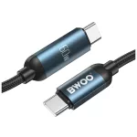 BWOO USB-C – USB-C kábel, 1 m, 60W, LED kijelzővel, fonott, fekete