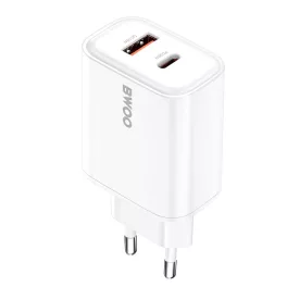   BWOO CDA207 PD 36W fali töltő 1 USB-A és 1 USB-C porttal fehér