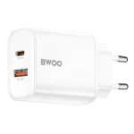 BWOO CDA207 PD 36W fali töltő 1 USB-A és 1 USB-C porttal fehér