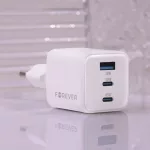 Forever TC-08-65ACC GaN PD QC töltő 2x USB-C 1x USB 65W fehér