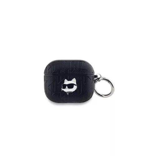 CG MOBILE KARL LAGERFELD PU EMBOSSED CHOUPETTE HEAD szilikon tok (ütésállóság, karabíner) FEKETE Apple AirPods 3 (KLA3PGCHPK)