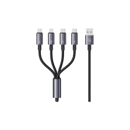   USAMS 4in1 2xUSB-C/Lightning/MicroUSB 15W 1.2m alumínium ötvözet adatkábel Sufeng Series SJ739US