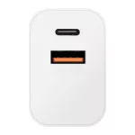 OBAL:ME fali töltő USB-A + USB-C 20W + 2x kábel 1m fehér