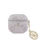 Guess 4G Script PC/PU Charm Tok AirPods 4 készülékhez rózsaszín