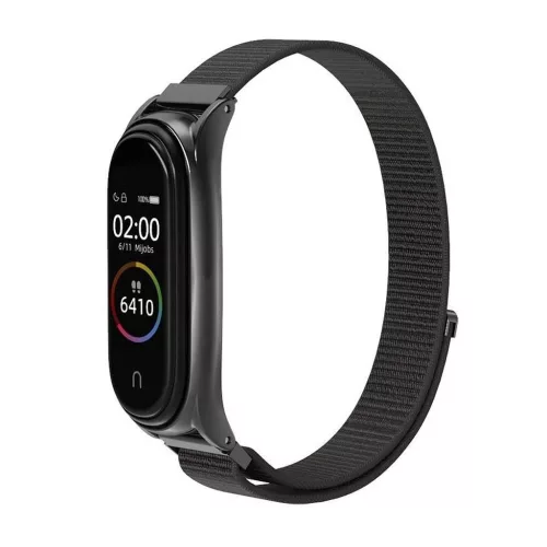 XIAOMI Mi Band 5/6/7 készülékhez nylon szíj, fekete