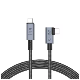   Tech-Protect Ultraboost Max ”L” alakú szürke Type-C USB4 kábel PD240W 150CM