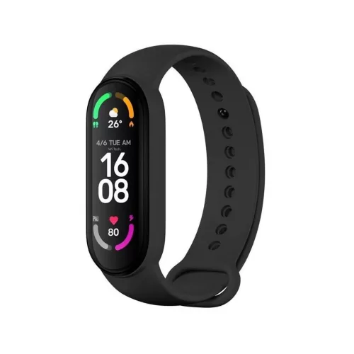 XIAOMI Mi Band 5/6/7 készülékhez szilikon szíj fekete