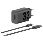 Motorola TurboPower 33W USB-A fali töltő kábelel (USB-A to USB-C 1m) fekete