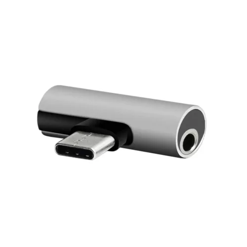 Setty USB-C–3,5 mm-es jack + USB-C adapter AD-C-JC-7 ezüst