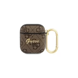   CG MOBILE GUESS SCRIPT METAL szilikon tok (karabíner, textil minta) BARNA Apple AirPods/AirPods 2 (GUA24GSMW)