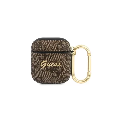 CG MOBILE GUESS SCRIPT METAL szilikon tok (karabíner, textil minta) BARNA Apple AirPods/AirPods 2 (GUA24GSMW)